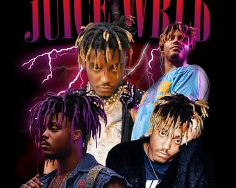 JUICE WRLD T Shirt Design. PNG Digital 4500x5100 px. Football, Retro, 90s Vintage, Bootleg Tee. Instant Download And Ready To Print.