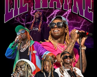 LIL WAYNE T Shirt Design. PNG Digital 4500x5100 px. Football, Retro, 90s Vintage, Bootleg Tee. Instant Download And Ready To Print.