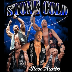 STONE COLD T Shirt Design. PNG Digital 4500x5100 px. Football, Retro, 90s Vintage, Bootleg Tee. Instant Download And Ready To Print.