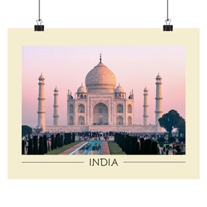 Taj Mahal, India, monumento iconico, poster orizzontale opaco chic / disponibile in una gamma di dimensioni