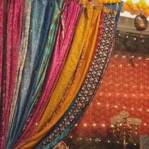 Boho curtains Indian saree curtain | handmade patchwork curtains for bohemian window decor hippie bedroom | bed canopy curtains yoga decor