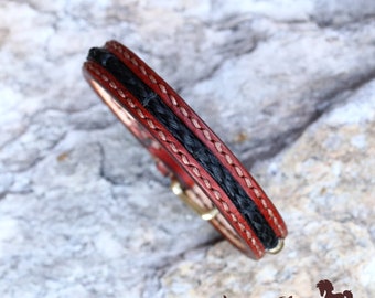 Horse Hair Leather Bracelet Hand Stitched - Horsehair Cuff
