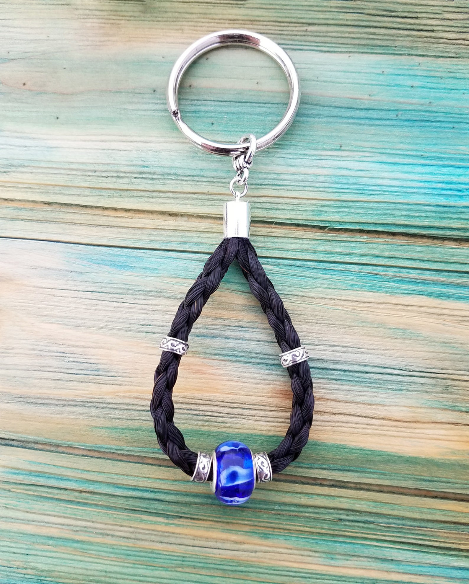 Horsehair Keychain With Beads Etsy