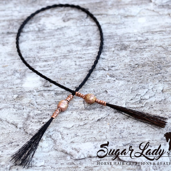 Horse Hair Bookmark with Copper Beads - Braided Horsehair - Horsehair Jewelry - Horse Hair Jewelry - Horsehair Keepsake - Horse Gift