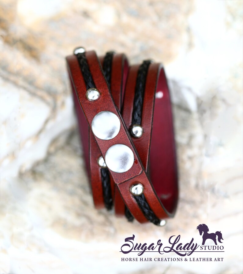 Horse Hair and 1/2 Leather Wrap Bracelet With Braided Etsy