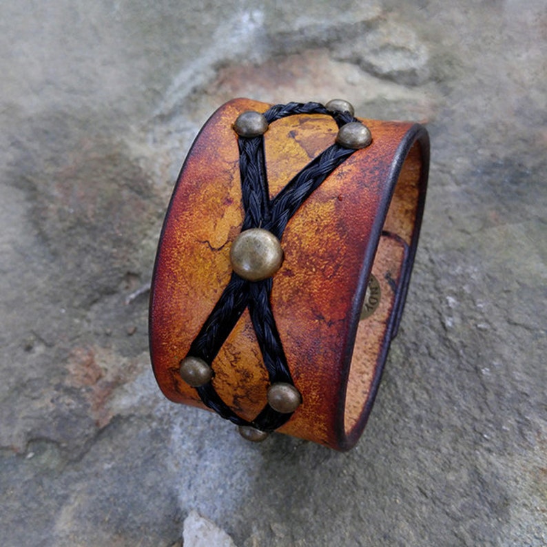 Horse Hair and Leather Cuff With Horse Hair Inlay Leather Etsy