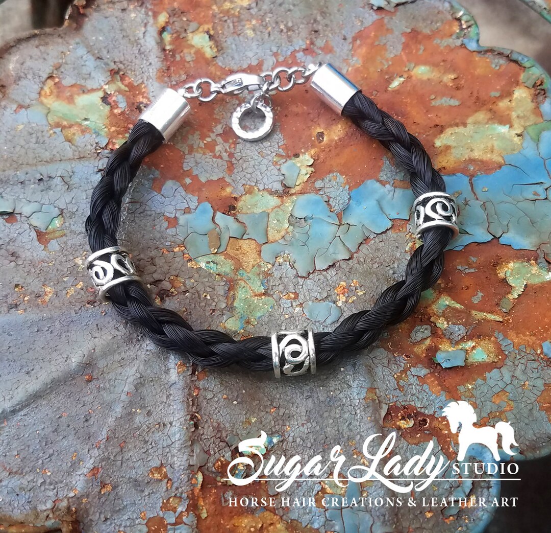 Horse Hair Bracelet With Beads Braided Horsehair Bracelet Etsy