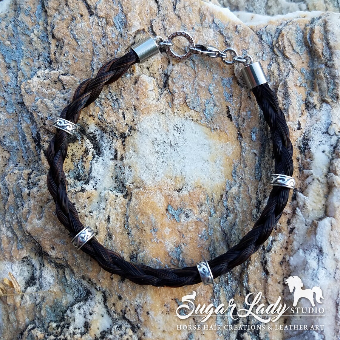Horse Hair Bracelet With Beads Braided Horsehair Jewelry Etsy