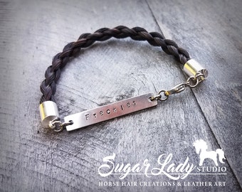 One Horse Hair Bracelet with Stainless Steel Name Plate