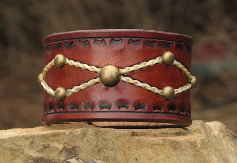 Horse Hair Leather Cuff Horsehair Inlay Leather Bracelet Etsy