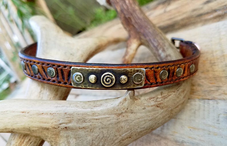 Leather Dog Collar Hand Dyed Hand Carved and Hand Stitched Etsy
