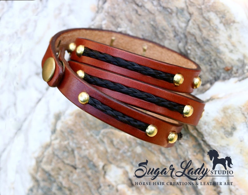 Horse Hair and 1/2 Leather Wrap Bracelet With Braided Etsy