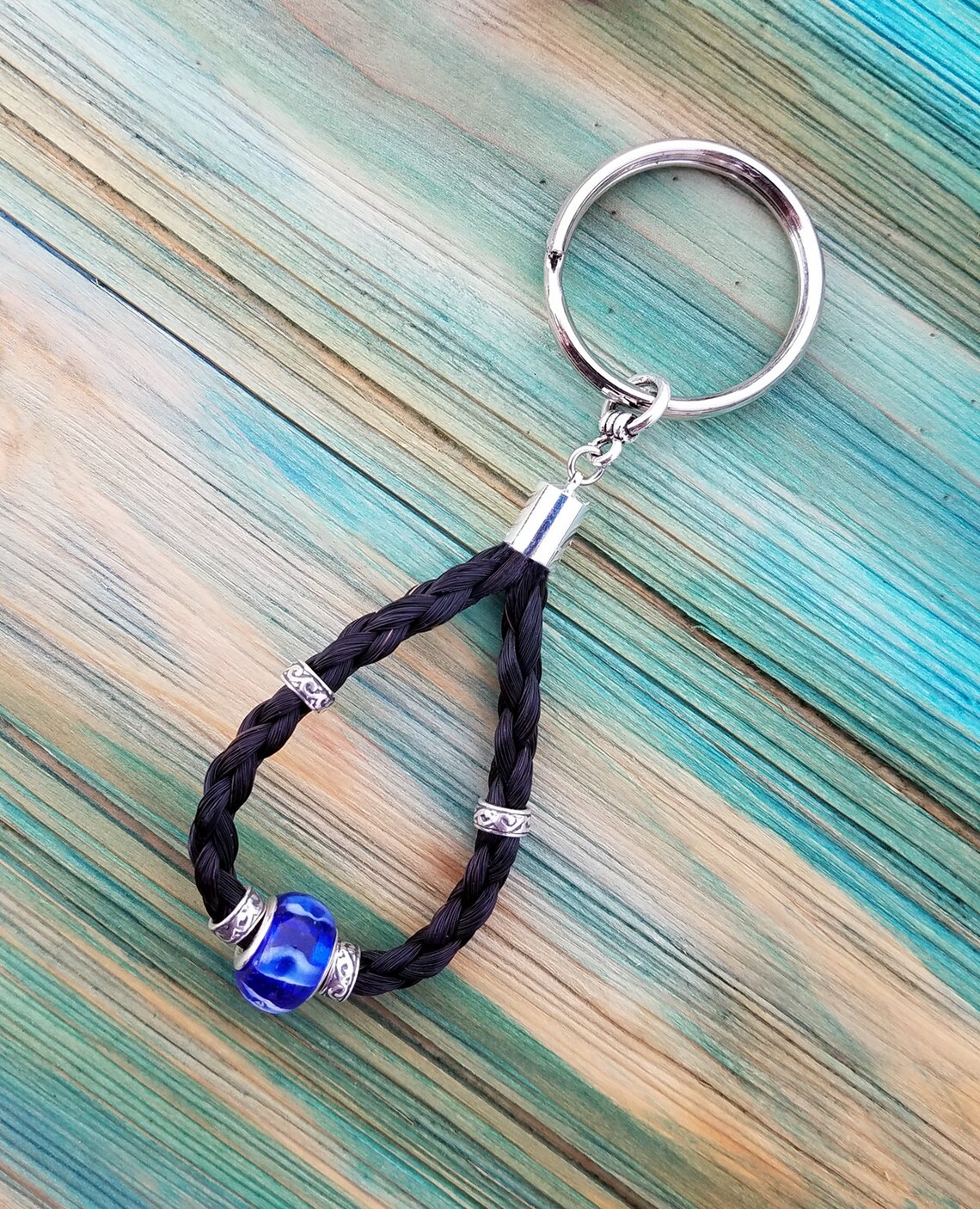 Horsehair Keychain With Beads Etsy