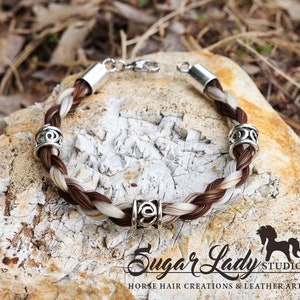 Pulsera de crin de caballo con abalorios - Joyas de crin trenzada