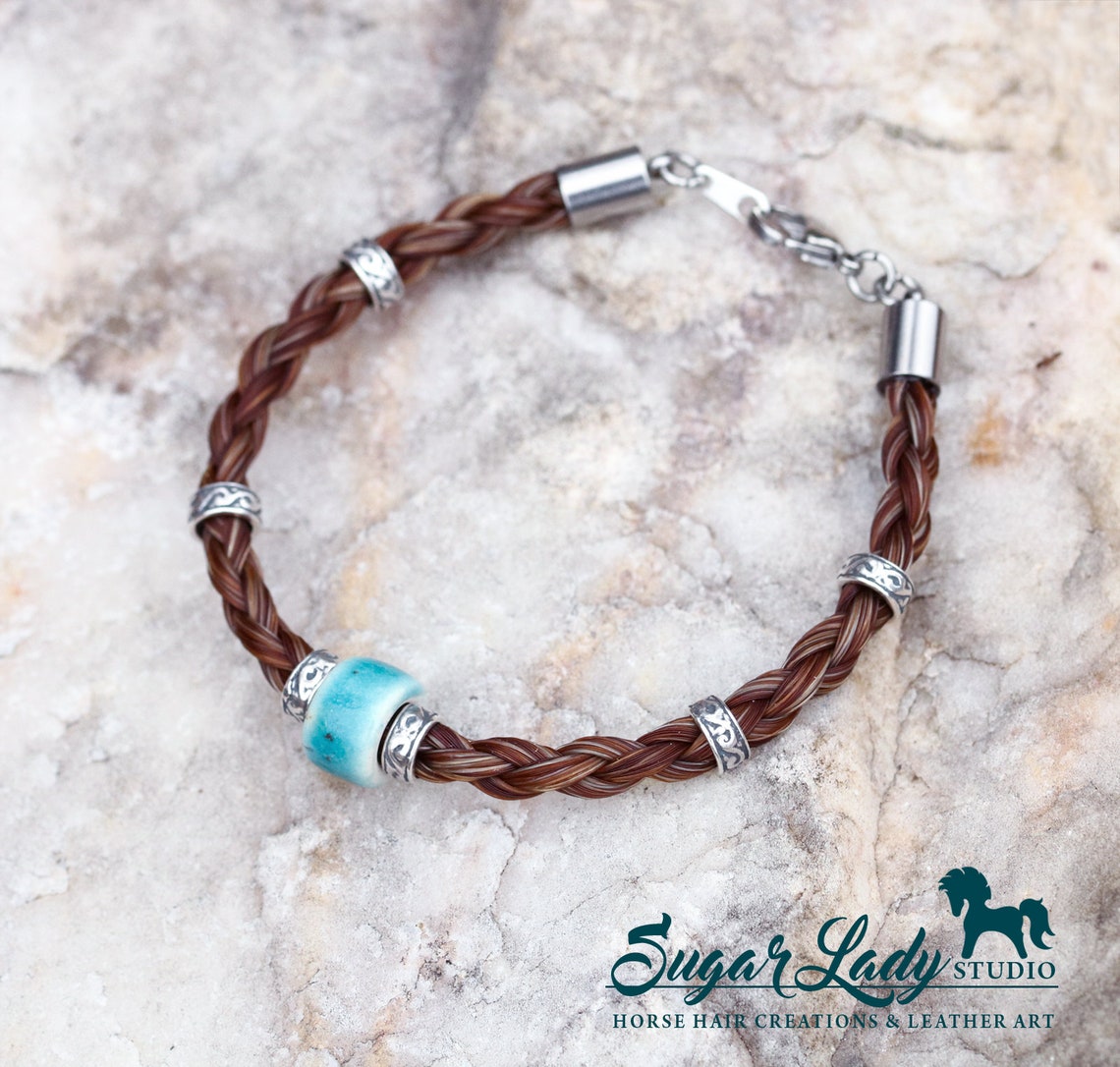 Horse Hair Bracelet With Beads Braided Horsehair Jewelry Etsy