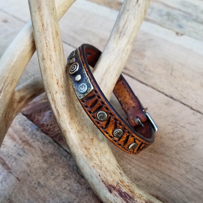 Leather Dog Collar Hand Dyed Hand Carved and Hand Stitched Etsy