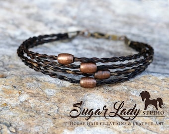 Horse Hair Bracelet with Copper Beads - Braided Horsehair - Boho Inspired - Horse Hair Bracelet - Horse Hair Jewelry - Horsehair Bracelet