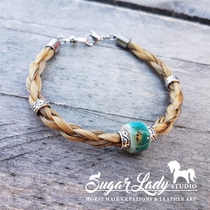 Pulsera de crin de caballo con abalorios - Joyas de crin trenzada