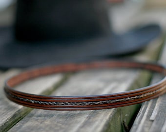 Leather and Horse Hair Hat band 1/2" Wide - Horsehair for Stetson, Cowboy Hats or Fedora Felt hats