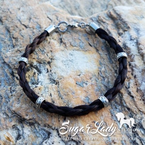 Pulsera de crin de caballo con abalorios - Joyas de crin trenzada