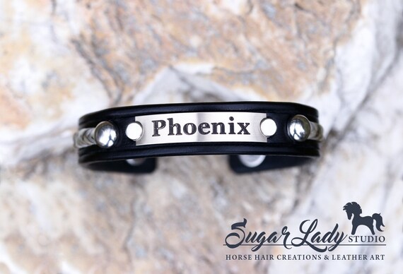 Horse hair bracelet with name plate deals