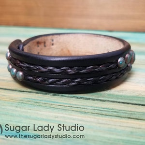 Horse Hair & Leather Bracelet Horsehair and Leather Cuff Horsehair bracelet Horse Hair Jewelry Horse Hair Bracelet Horsehair Cuff image 6