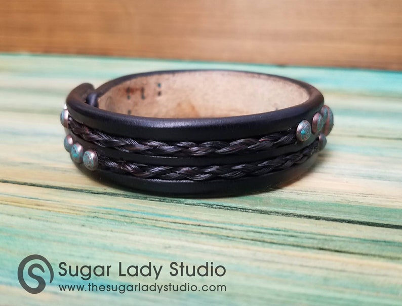 Horse Hair & Leather Bracelet Horsehair and Leather Cuff Horsehair bracelet Horse Hair Jewelry Horse Hair Bracelet Horsehair Cuff image 6