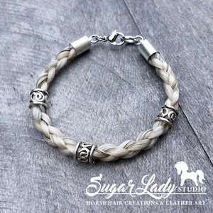 Pulsera de pelo de caballo con cuentas - Joyas de pelo de caballo trenzado - Pulsera de pelo de caballo - Recuerdo de pelo de caballo - Regalo de pelo de caballo