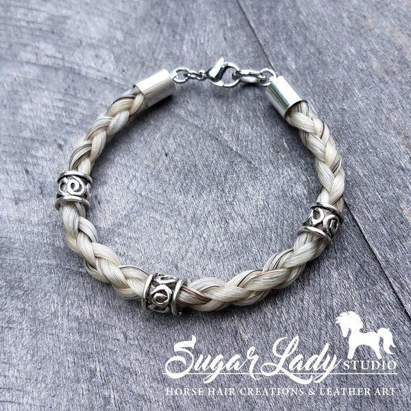 Horse Hair Bracelet with Beads - Braided Horsehair Jewelry - Horsehair Bracelet - Horse Hair Keepsake - Horsehair Gift