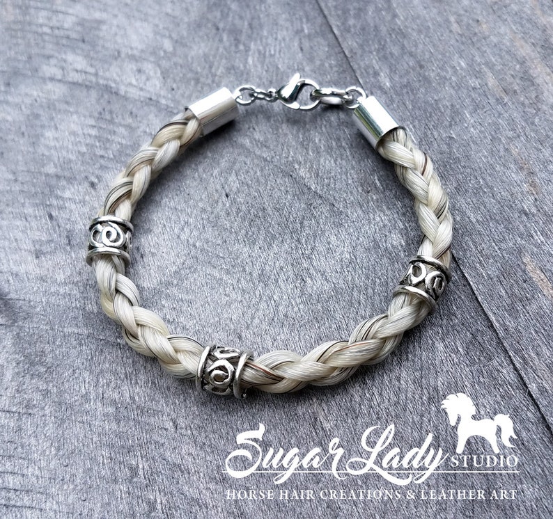 Horse Hair Bracelet With Beads Braided Horsehair Jewelry Etsy