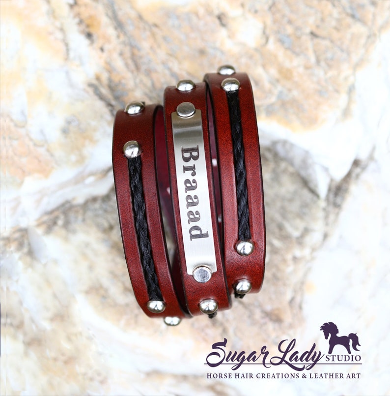 Horse Hair and 1/2 Leather Wrap Bracelet With Braided Etsy