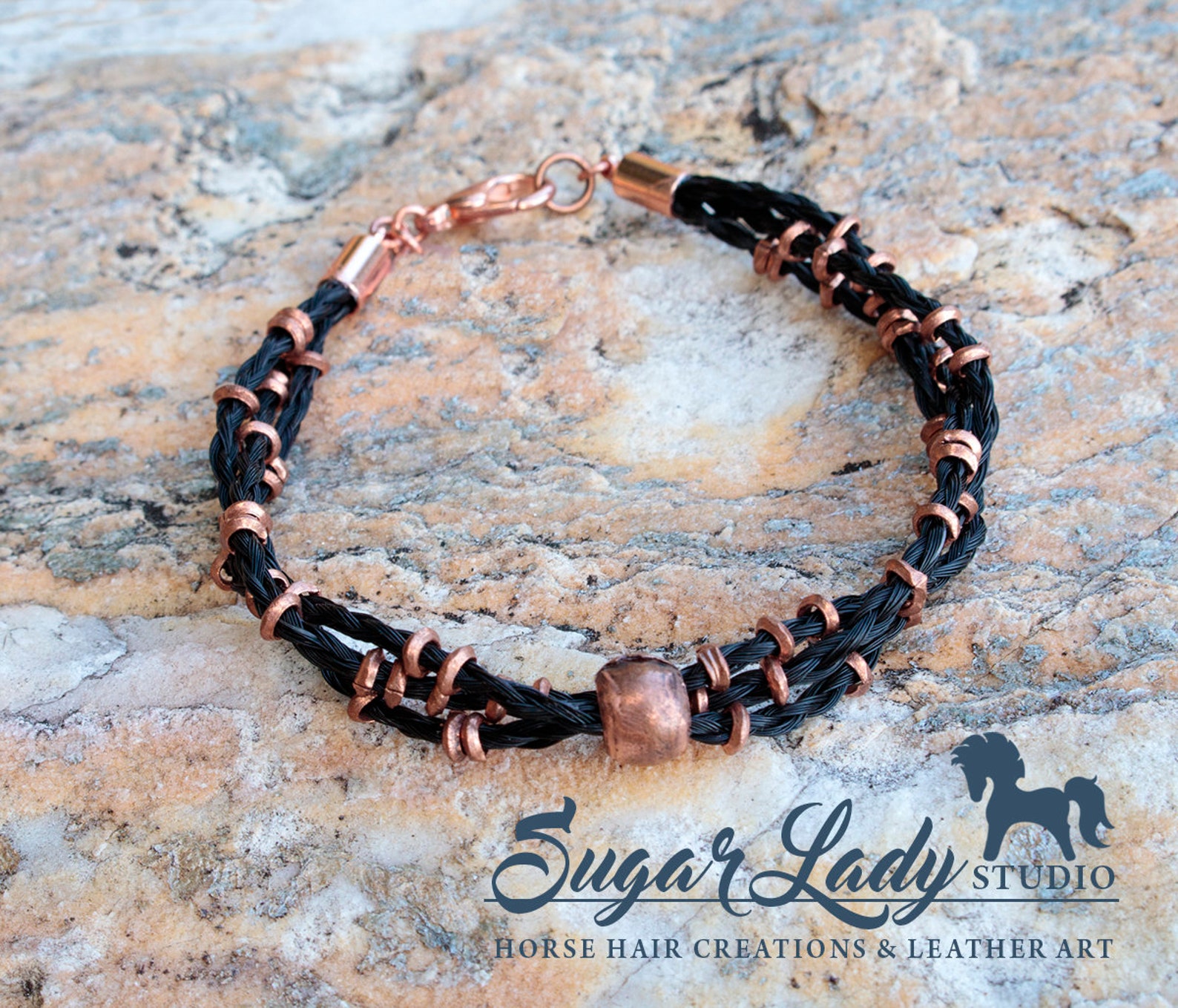 Horse Hair Bracelet With Copper Beads Braided Horsehair Etsy