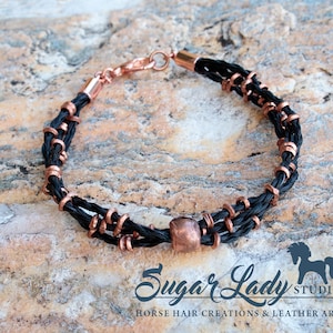 Horse Hair Bracelet with Copper Beads - Braided Horsehair