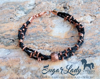 RESERVED for SARAH HARPER - Horse Hair Bracelet with Copper Beads