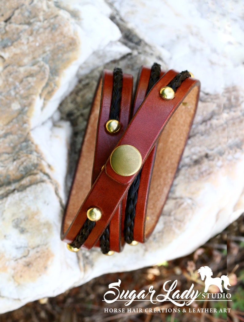 Horse Hair and 1/2 Leather Wrap Bracelet With Braided Etsy