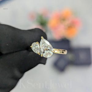 Double Pear Cut Toi et Moi Engagement Ring – 2.50tcw Lab Created Diamond, IGI Certified