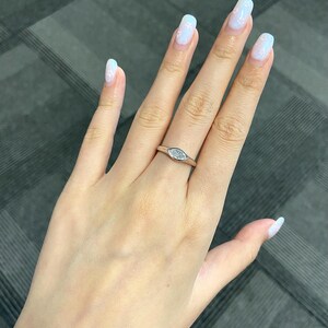 0.5 CT Marquise Lab Grown Diamond Bezel Solitaire Ring • East West D VS1 Engagement Ring • White Gold Minimalist Ring