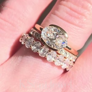 3.00ct Oval Cut Lab Diamond Engagement Ring | Half Bezel Setting | IGI Certified