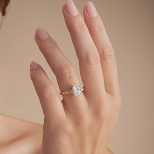 1.21 CT Oval Lab Grown Diamond Engagement Ring | F VS1 | Vintage Filigree Cathedral Shank | 14K Yellow Gold | IGI Certified