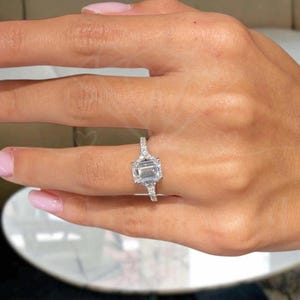 1.47ct Emerald Cut Lab Diamond Engagement Ring | 14K White Gold | IGI Certified E/VVS2 | Elegant Proposal Jewelry