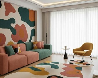 Hand-Tufted Wool Rug – Abstract Bloom, Modern Art Carpet