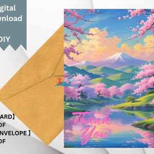 Thank you card.Digital download.Beautiful.Japanese.Elegant.Greeting card.