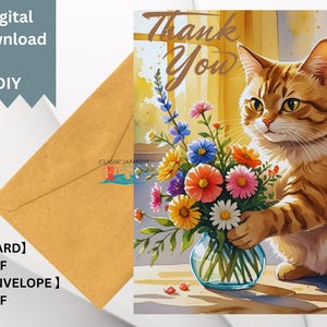 Greeting card. Flower.Digital download.cat