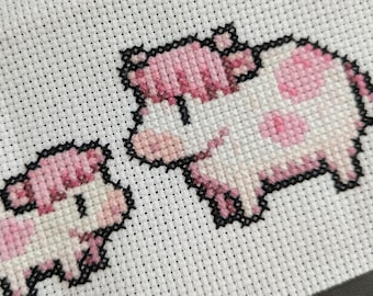Fields of Mistria Cross Stitch Pattern Pink Cows