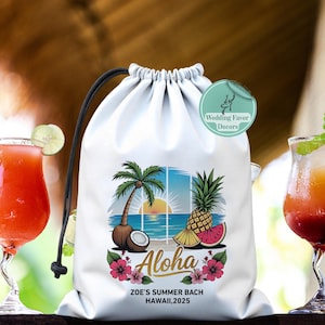 Aloha Gift Bags, Palm Tree Welcome Bags, Tropical Destination Wedding Favor Bags, Tropical Party Favors, Beach Bachelorette Recovery Kit