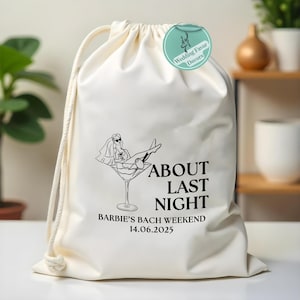 Über letzte Nacht Bachelorette Tasche, Hangover Bachelorette Party Favor, Benutzerdefiniertes Genesungskit, Hangover Survival Kit, Rückgabegeschenk Party Beutel