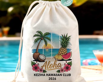 Personalized Aloha Favor Bags: Tropical Bachelorette Party Welcome Gift