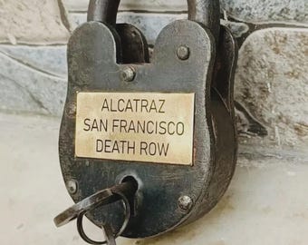 Extra Large Padlock Cast Iron Lock, Antique Finish Rustic w/ 2 Keys Really Works