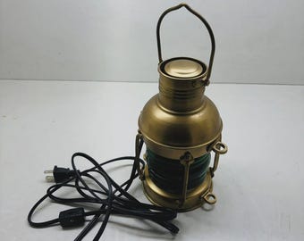 Linterna eléctrica antigua de cobre y latón, 12 lámparas de barco, artículo marítimo de colección.