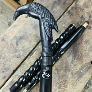 New solid antique brass and metal handle wooden walking stick cane vintage designer.